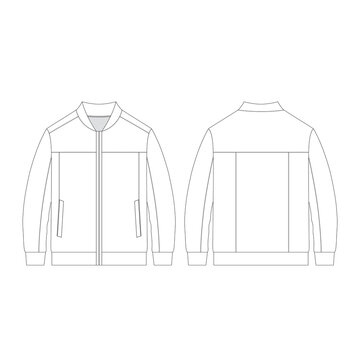 Winter jacket fashion flat sketch and illustration