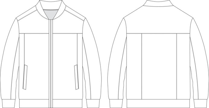 Winter jacket fashion flat sketch and illustration