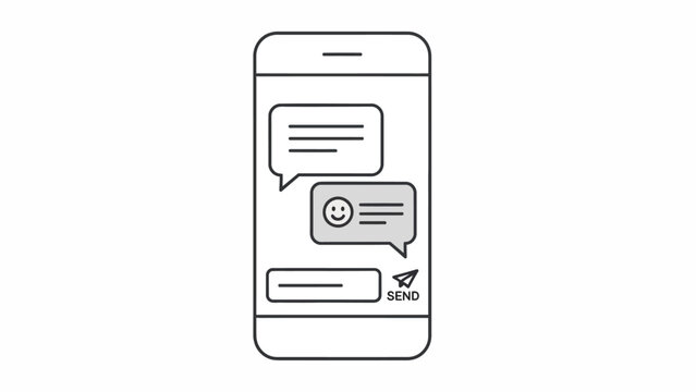 Simple Line Drawing of Mobile Phone Messaging.