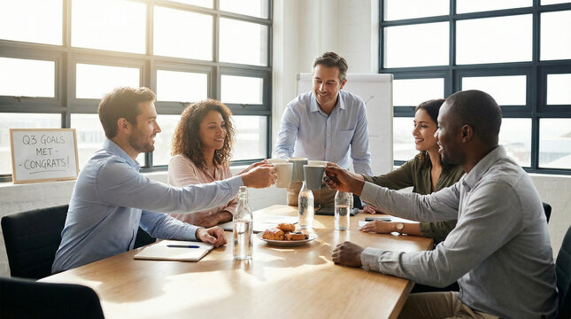 Diverse business team stacking hands together.