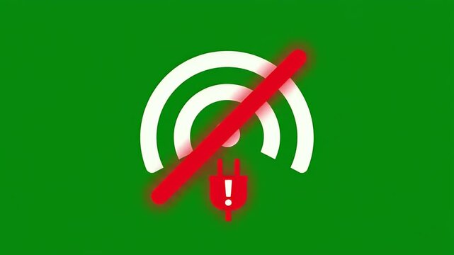 Wireless connection disabled with power plug symbol and alert