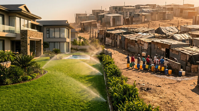 Inequality: Luxury Home vs. Slum - South Africa
