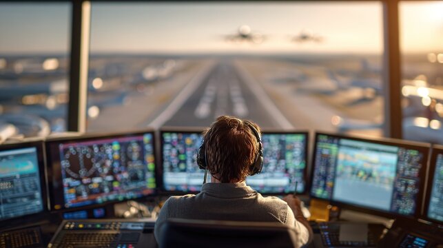 Air traffic controller at work.