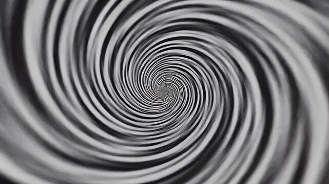 Black and white swirling vortex of lines creates a hypnotic effect