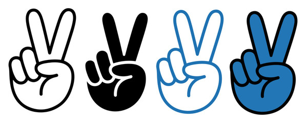 Fototapeta premium peace hand gesture line icon vector