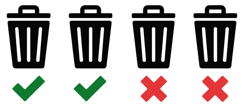 trash can status icons success error