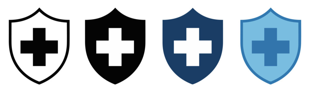 medical insurance shield icon health cross