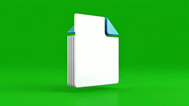 A white paper icon with a blue folded corner rests on a vibrant green background