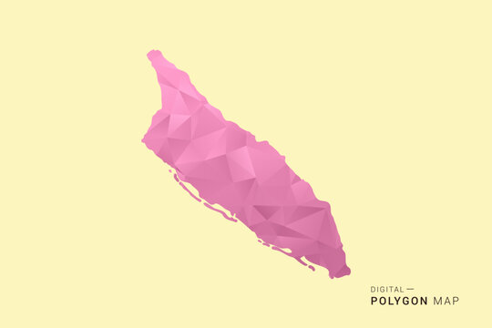 Aruba Map - Low poly polygon map design in soft pink pastel gradient on beige background, modern minimal geometric style, clean digital vector illustration.