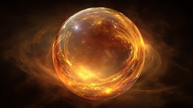 A glowing, ethereal orb of swirling energy and light against a dark backdrop