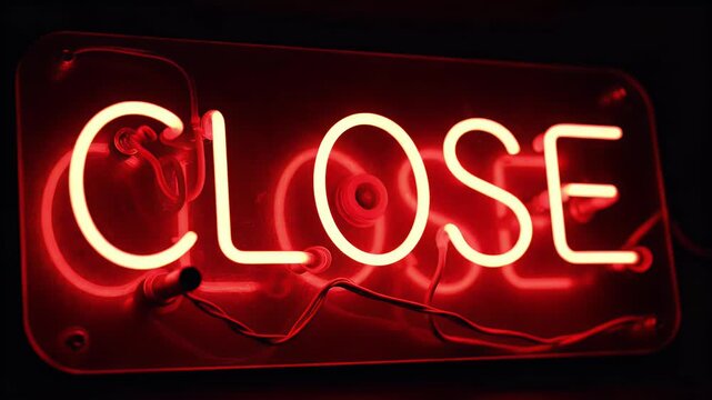 Red neon sign spells out "CLOSE" in a dark setting