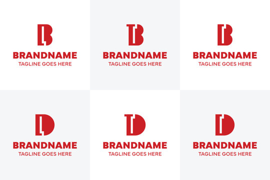 Letters BL BT BR DL DT DR Monogram Logo Set, for LB TB RB LD TD RD Initials