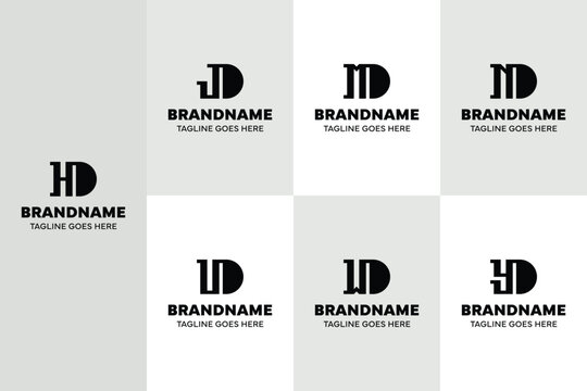 Letters DH DJ DM DN DU DW DY Monogram Logo Set, for HD JD MD ND UD WD YD Initials