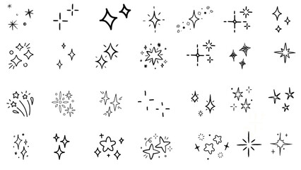 Obraz premium Doodle line sparkle vector set