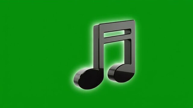 A black musical eighth note with a glowing green aura against a green background