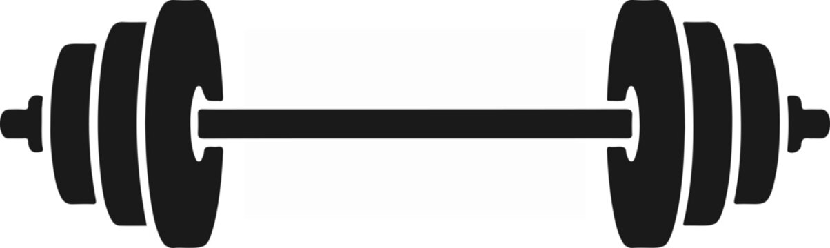 Black and white image of a barbell for weightlifting and fitness.