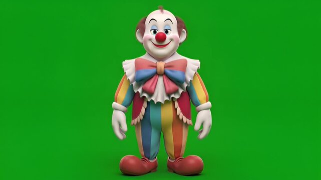 An adorable cartoon elephant wearing a crown and a colorful cape, with a festive Indian pattern, standing against a green screen background