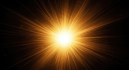Fototapeta premium Bright Sunburst on Dark Background with Golden Light Rays.