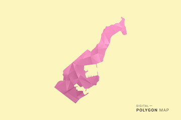 Naklejka premium Monaco Map - Low poly polygon map design in soft pink pastel gradient on beige background, modern minimal geometric style, clean digital vector illustration.