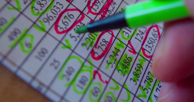Paper work.Close up shoot  of a marker and numbers on a paper.Concept of Business theme.
