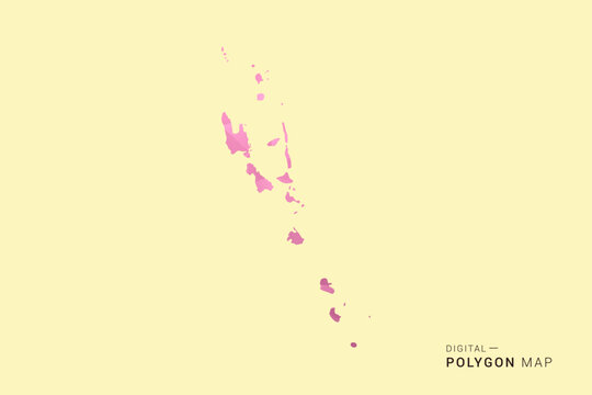 Vanuatu Map - Low poly polygon map design in soft pink pastel gradient on beige background, modern minimal geometric style, clean digital vector illustration.