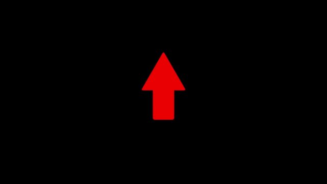 Red arrow pointing up animation. Download sign on green screen.4K video. Dow direction arrows symbol. arrow button icon or swipe-up arrow signal animation. download icon sign. on a Black background