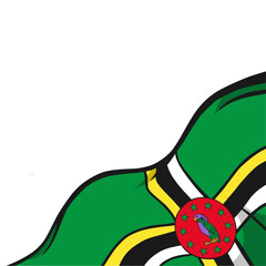 HandDrawn Dominica flag Waving Corner ornament