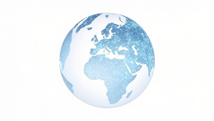 Obraz premium Digital globe with network connections blue earth planet with data lines global technology concept 3D rendering of world map on white background for business and internet themes