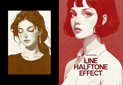 Line Engraving Poster Effect Mockup