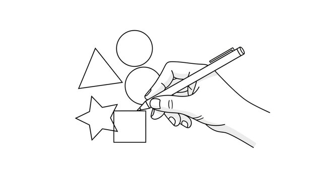 Hand drawing shapes with pencil.