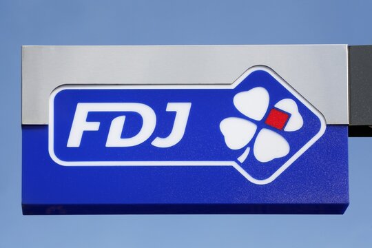 Limas, France - May 24, 2020: Francaise des Jeux also called FDJ is the operator of national lottery games in France and the title sponsor of the FDJ cycling team