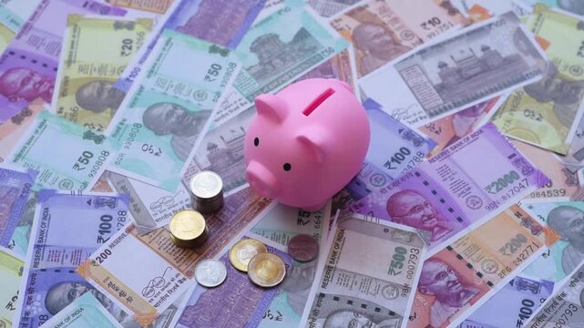 A piggy bank as a concept for storing, accumulating, and saving financial resources. A piggy bank as a financial backdrop for your design