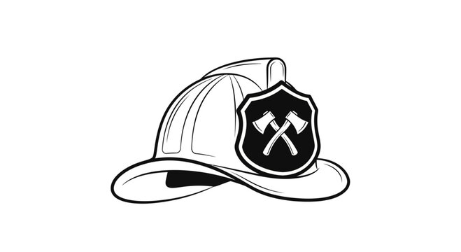 Firefighter helmet with axe emblem.