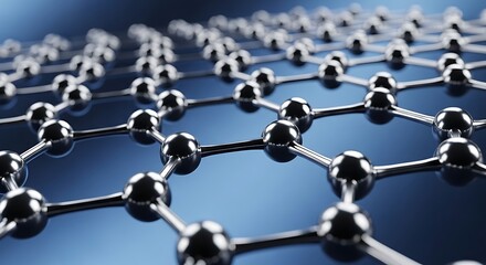 Obraz premium Close-up of interconnected spheres forming a lattice pattern on a gradient blue background