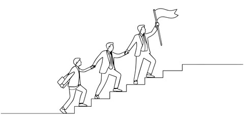 Fototapeta premium A cartoon illustration of groups of people including families, friends, and children walking, running, and moving on stairs together in a lively scene