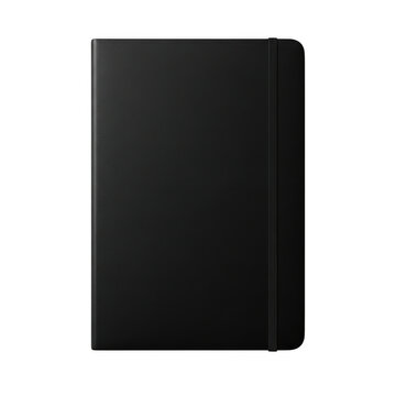 A black notebook with a smooth cover