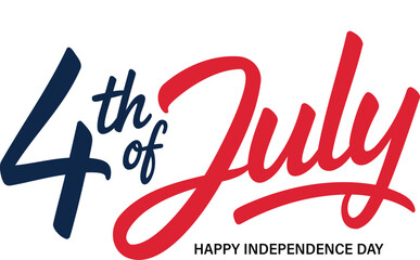 Obraz premium Happy 4th of July lettering with celebration elements and transparent background.