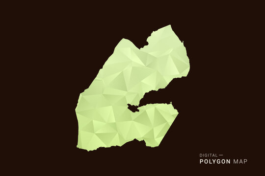 Djibouti Map - Low poly polygon map in soft light green gradient on dark brown background, modern minimal geometric style, clean abstract vector illustration design.