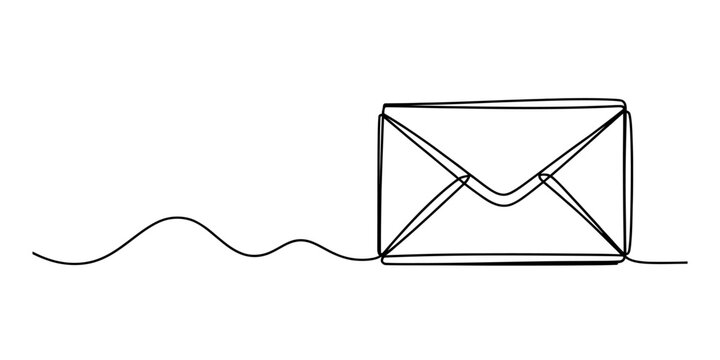 hand drawn envelope with string, simple line art