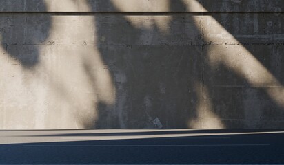 Cement walls, a modern setting, and sunlight streaming in. 3D illustration. © nana