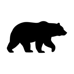 Fototapeta premium Black bear walking profile silhouette.