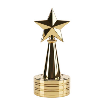 Elegant golden star-shaped trophy with a sleek black base and decorative accents