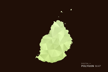 Mauritius Map - Low poly polygon map in soft light green gradient on dark brown background, modern minimal geometric style, clean abstract vector illustration design. © Whatever