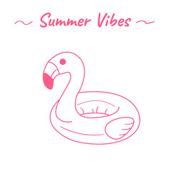 Summer Vibes Flamingo Float Doodle – Hand Drawn Pool Inflatable Illustration © Iryna Duda