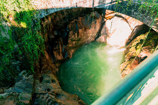 Mountain stream waterfall in Orrido di Bellano Italy