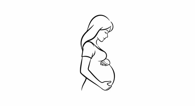 Sketch of a pregnant woman holding her belly