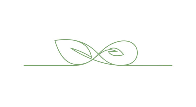 Minimalist leaf design with line.