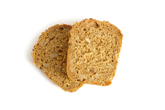 There are two pieces of rye bread on a white background.