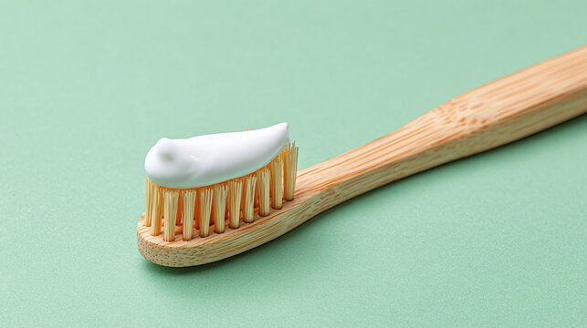 Bamboo Toothbrush with White Toothpaste.