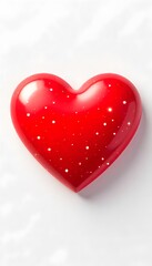 Fototapeta premium Glossy Red Heart on White Surface – Love Symbol Photography, Romantic Concept, and Emotional Design